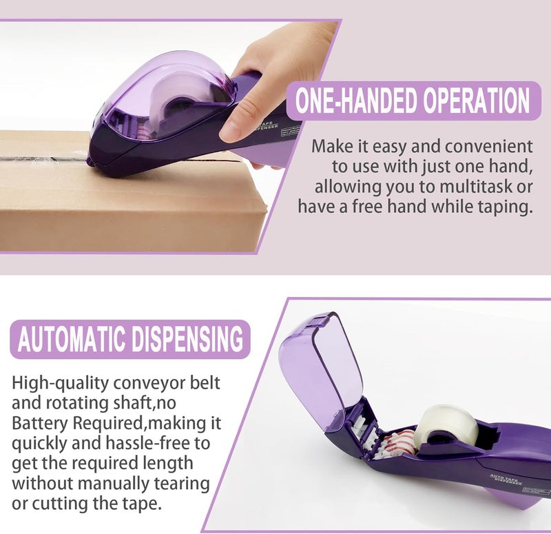 MFBJXC Automatic Tape Dispenser for Wrapping Gifts, Handheld Packaging Tape Dispenser Gun with Cutter, Dispensers for Adhesive Tapes-Purple - Image 3